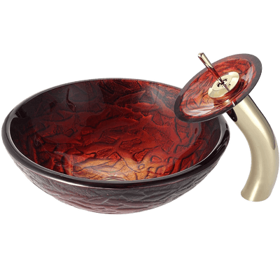 Kraus Nix Glass Vessel Sink and Waterfall Faucet