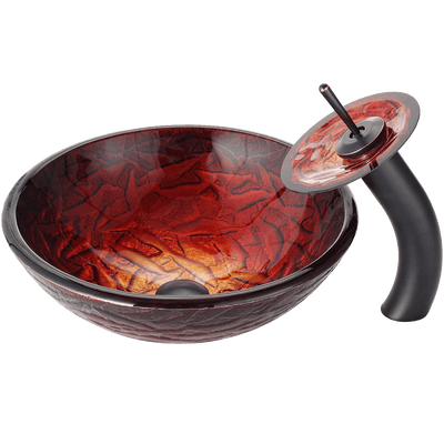 Kraus Nix Glass Vessel Sink and Waterfall Faucet