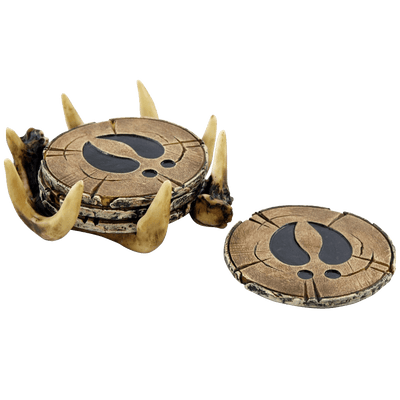 Old West Deer Antler Coasters Set with Outdoors Cabin Decor