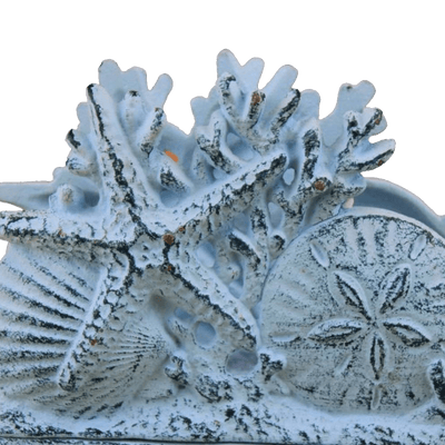 Rustic Whitewashed Cast Iron Seashell Napkin Holder