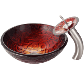 Kraus Nix Glass Vessel Sink and Waterfall Faucet