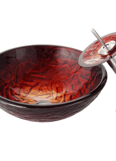 Kraus Nix Glass Vessel Sink and Waterfall Faucet