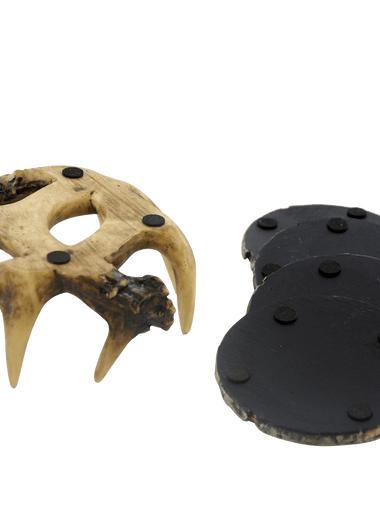 Old West Deer Antler Coasters Set with Outdoors Cabin Decor