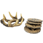 Old West Deer Antler Coasters Set with Outdoors Cabin Decor